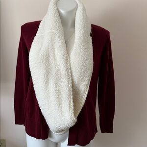 Cozy Reversible Cream Knit Infinity Scarf